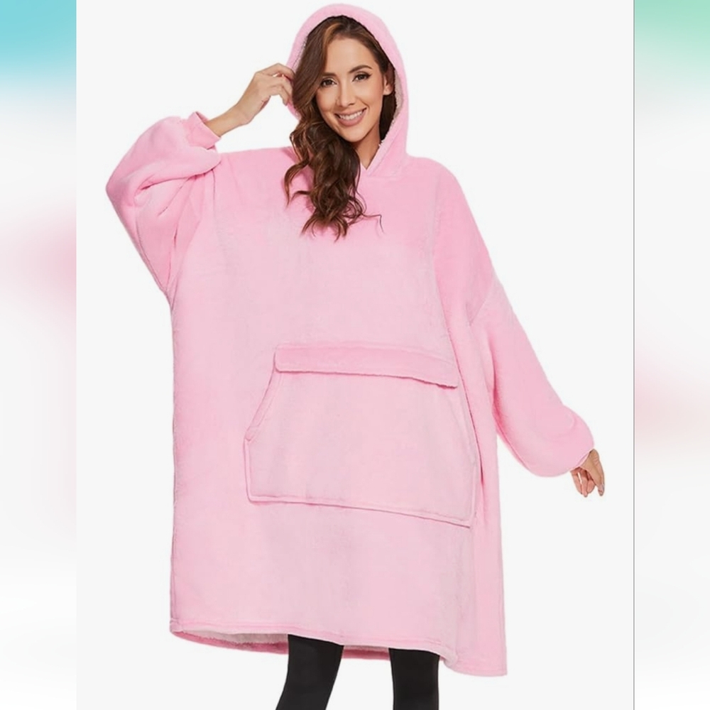 Cozy Pink Oversized Hoodie Blanket